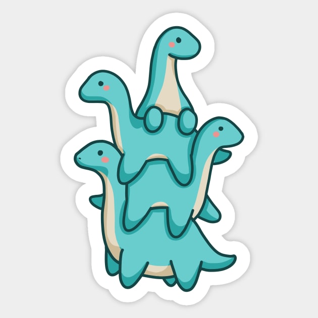 Dino tower, long neck, Dinosaurus. Sticker by hugadino